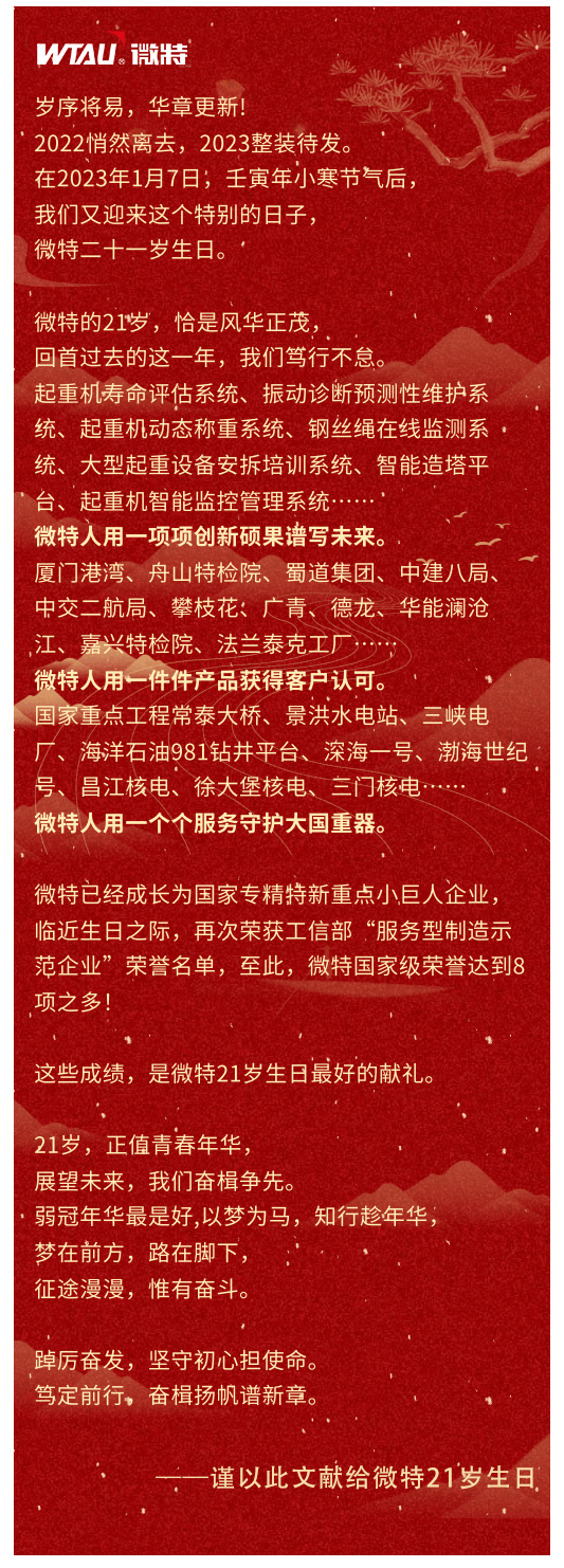 篤定前行 奮楫爭先！丨祝微特21歲生日快樂！